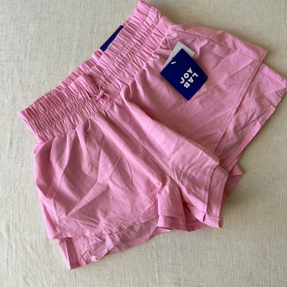 JoyLab Womens High-Rise Shorts Bonbon Pink Smocked‎ Waist Side Pockets XS NWT